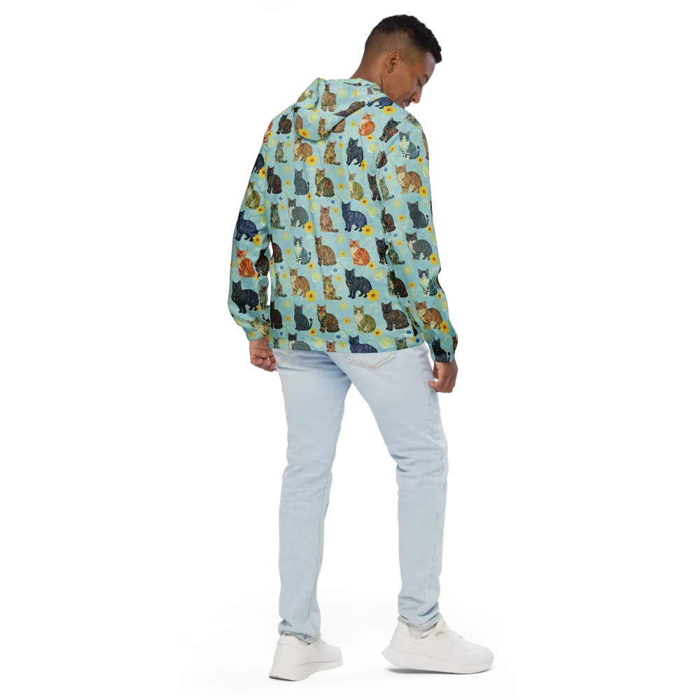 Starry Cat Garden on Men's Windbreaker — Back