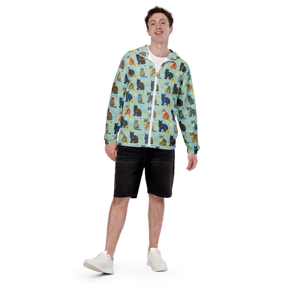 Starry Cat Garden on Men's Windbreaker — Front