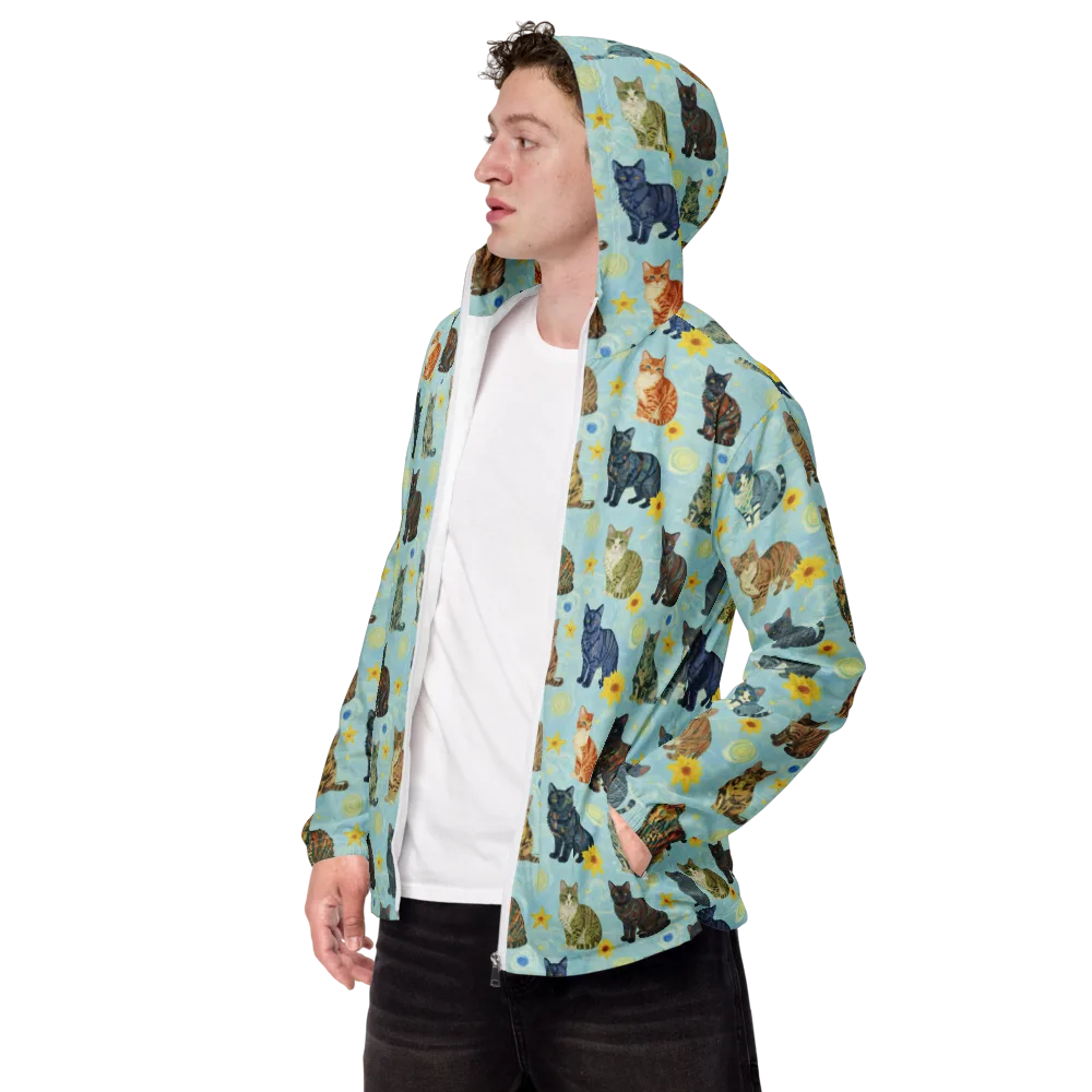 Starry Cat Garden on Men's Windbreaker — Left Front