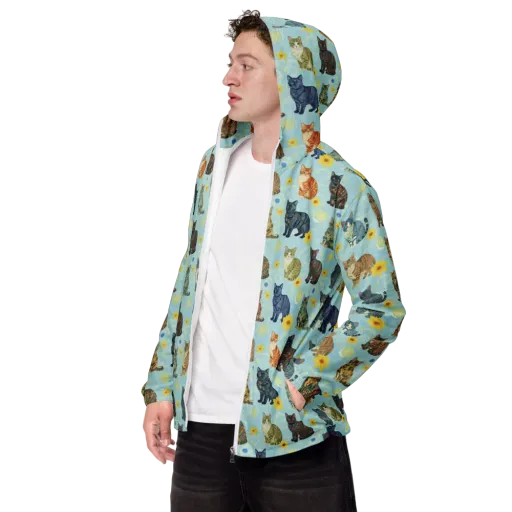 Starry Cat Garden on a Men's Windbreaker