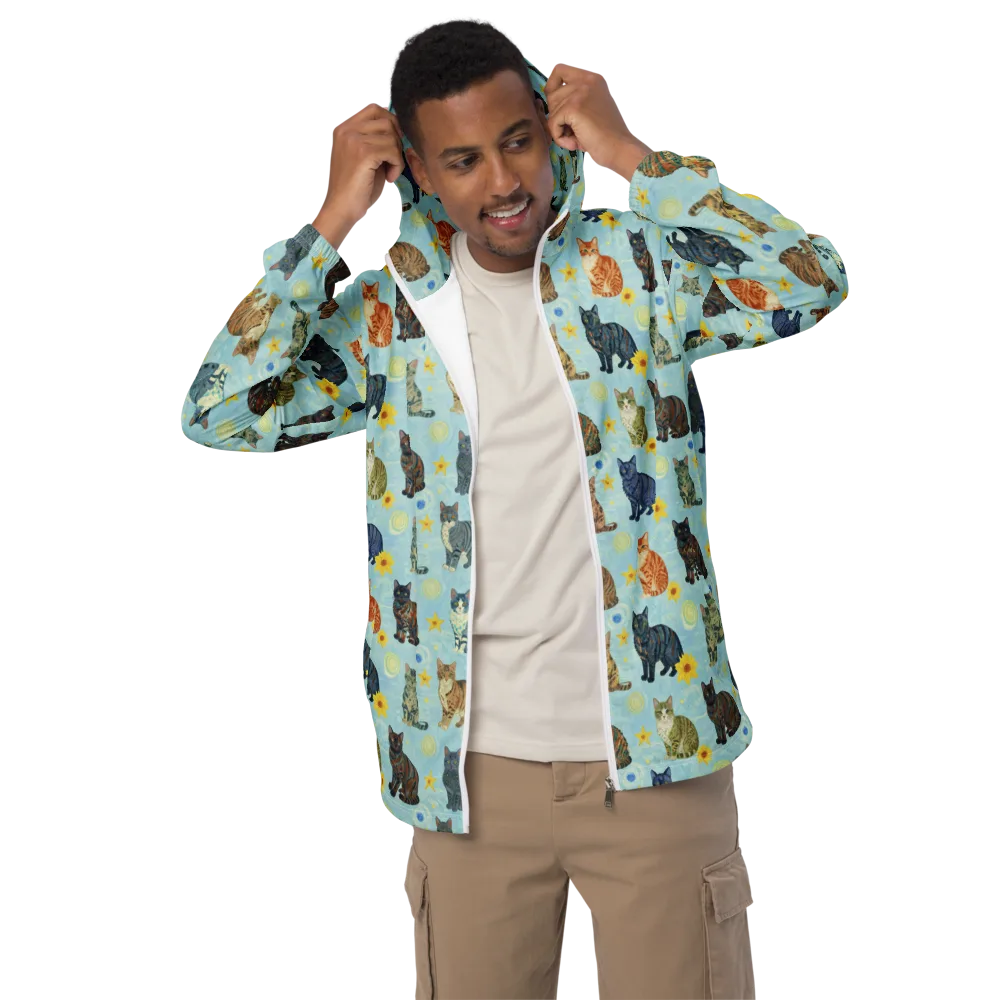 Starry Cat Garden on Men's Windbreaker — Front