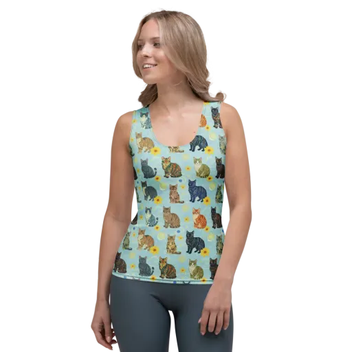 Starry Cat Garden on a Women's Tank Top