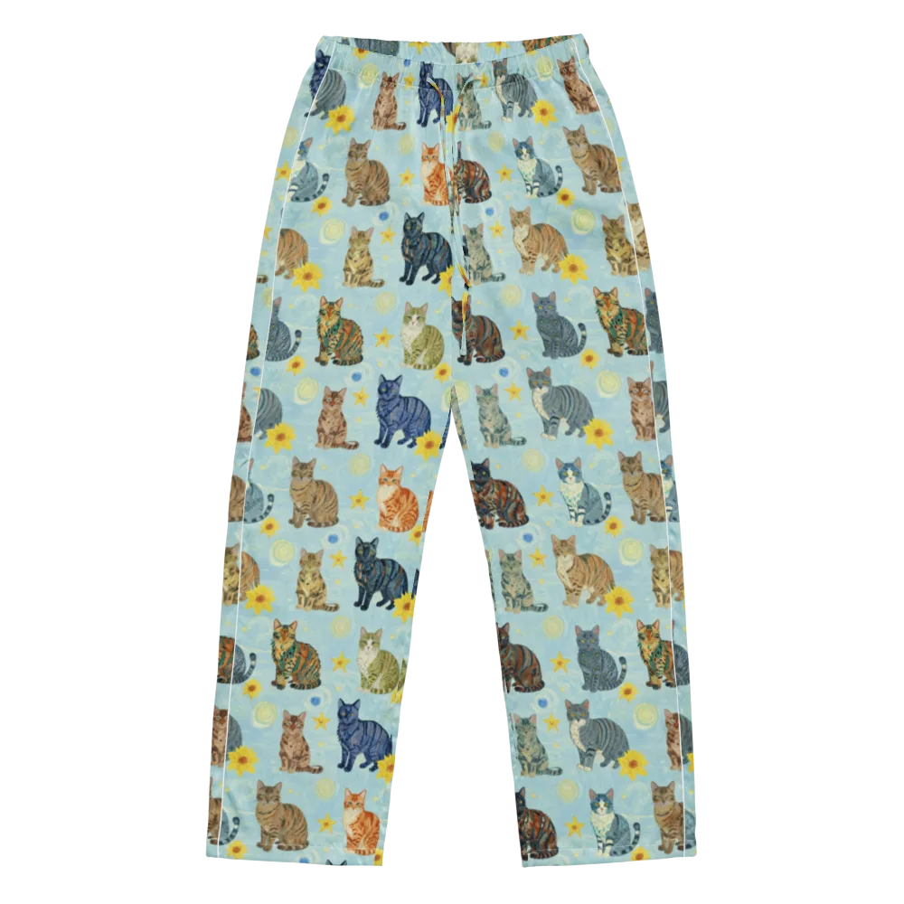 Starry Cat Garden on Women's Pajama Pants — Front