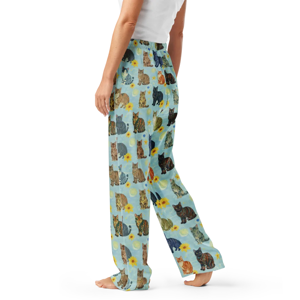 Starry Cat Garden on Women's Pajama Pants — Left