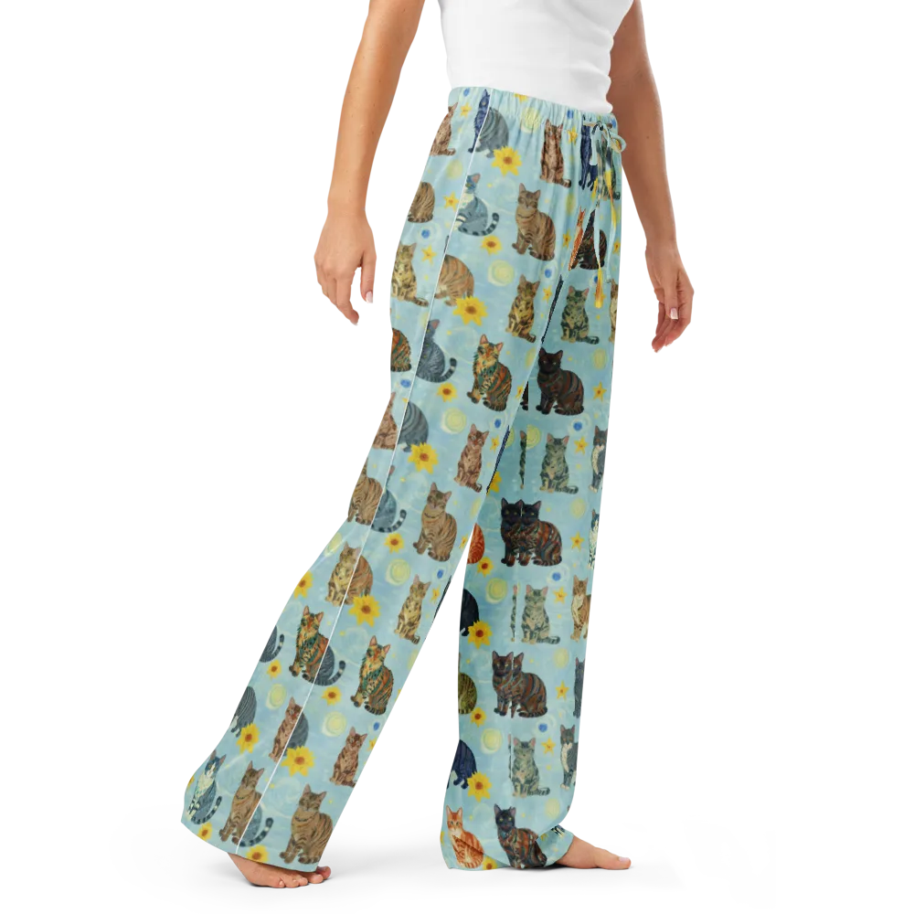 Starry Cat Garden on Women's Pajama Pants — Right Front