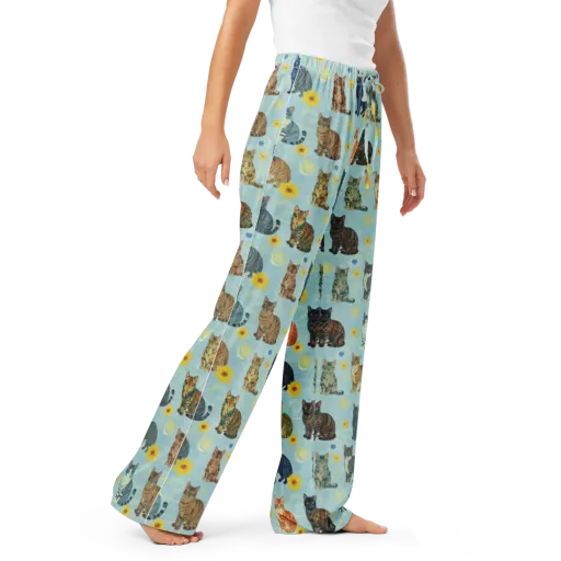 Starry Cat Garden on a Women's Pajama Pants