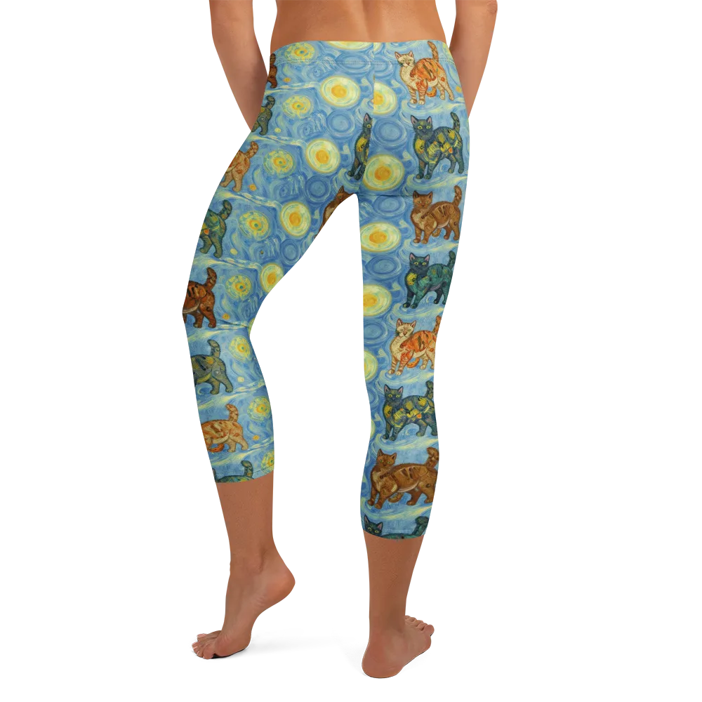 Starry Night Prowl on Capri Leggings — Back