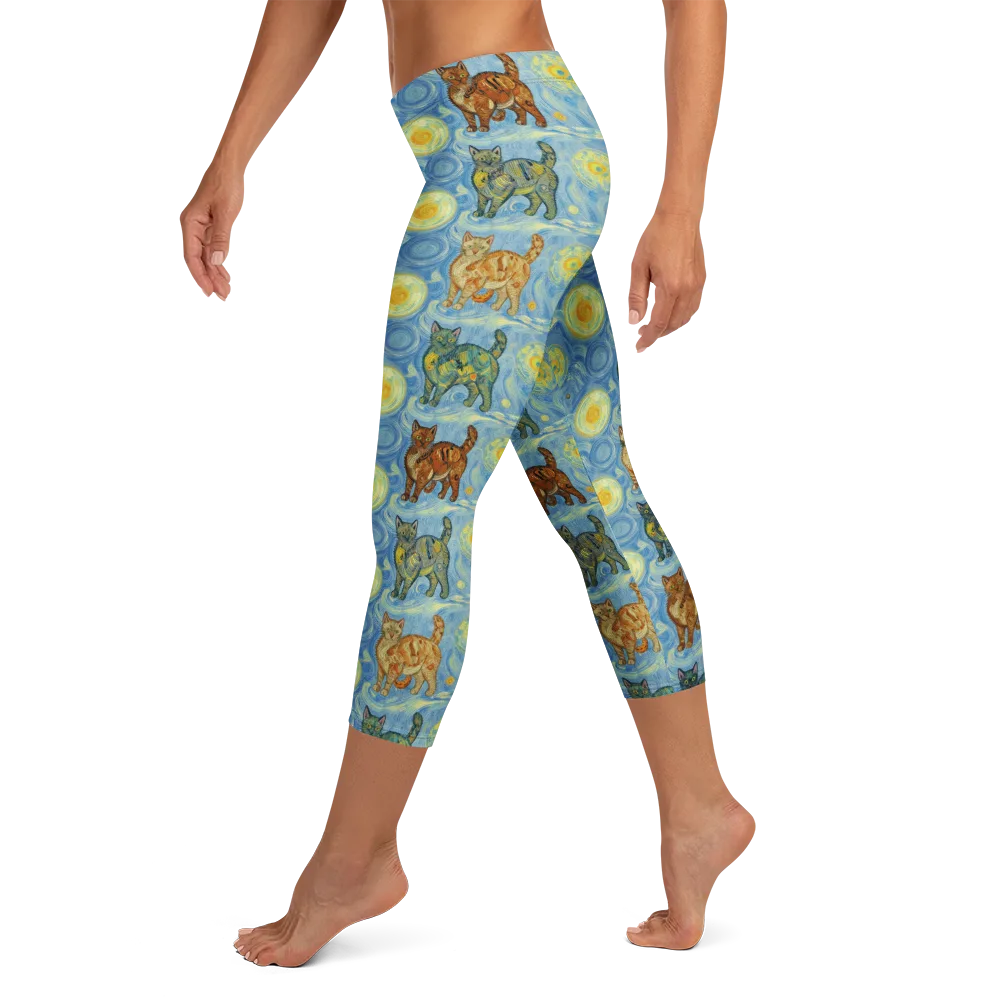 Starry Night Prowl on Capri Leggings — Left