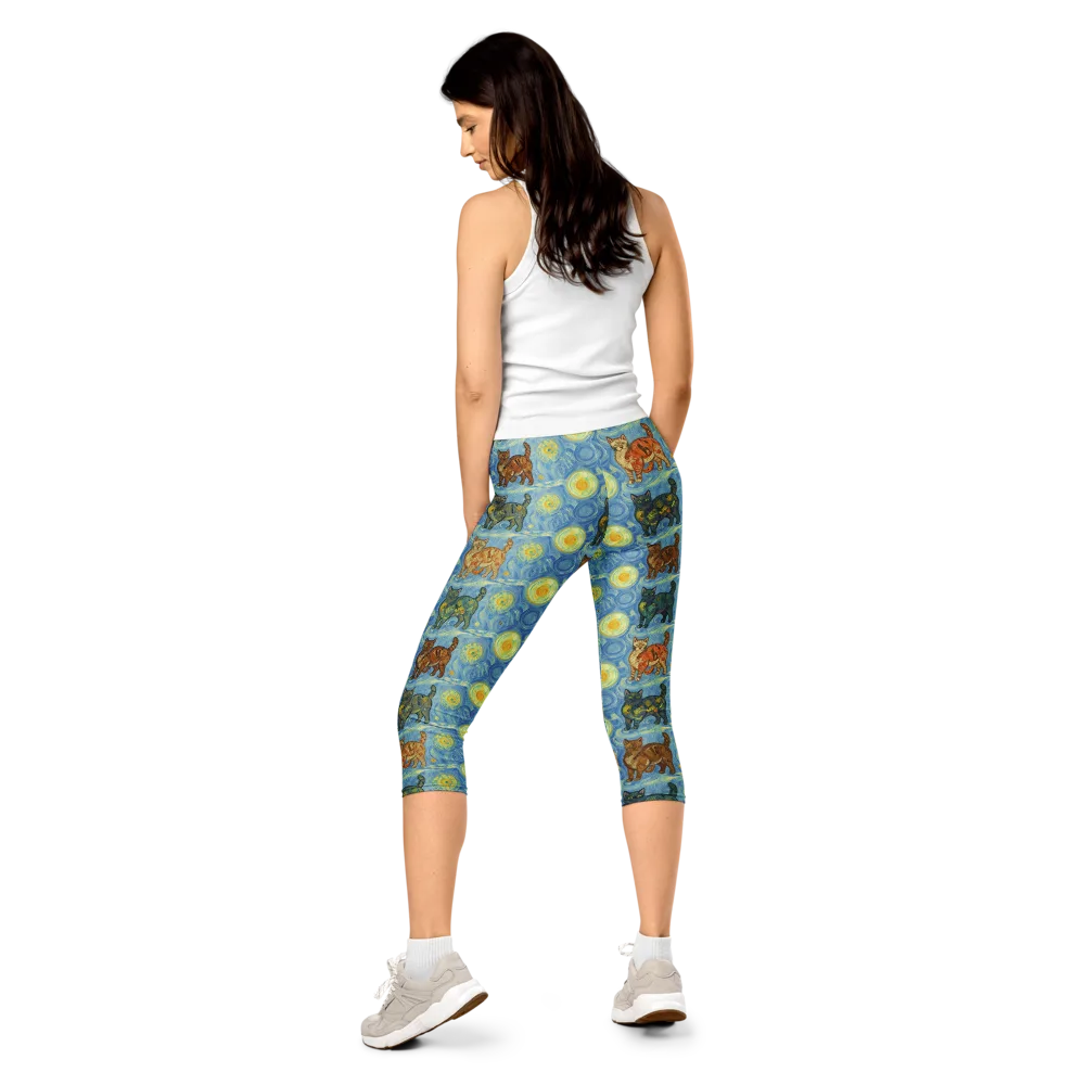 Starry Night Prowl on Capri Leggings — Back