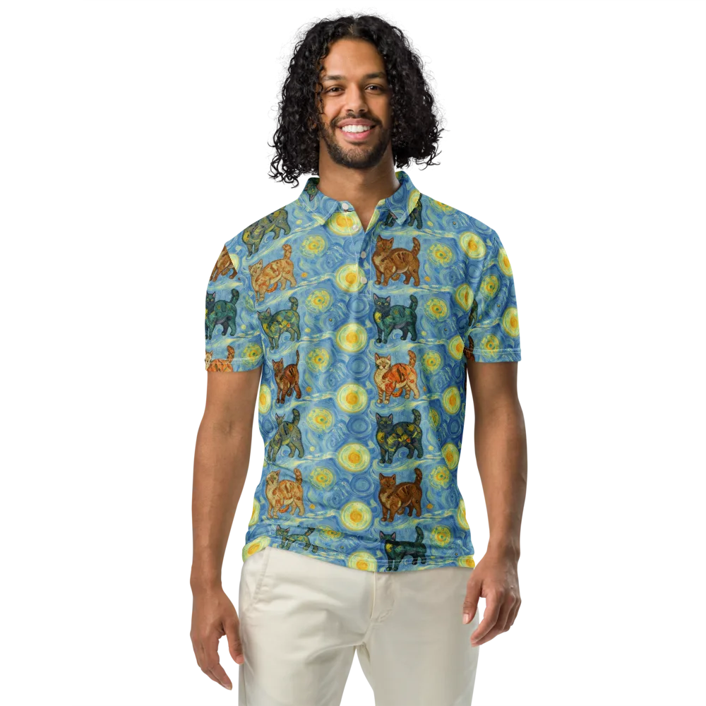 Starry Night Prowl on Men's Slim Fit Polo Shirt — Front