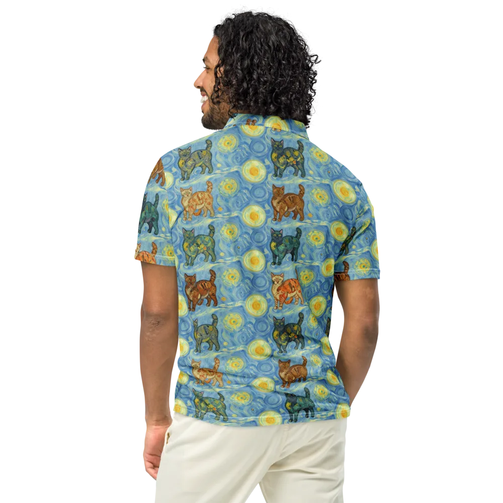 Starry Night Prowl on Men's Slim Fit Polo Shirt — Back