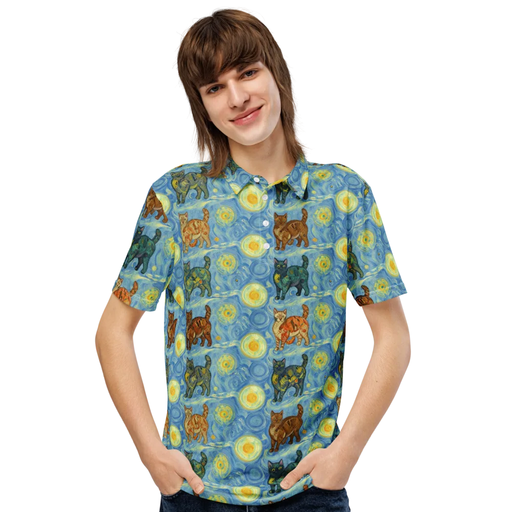 Starry Night Prowl on Men's Slim Fit Polo Shirt — Front