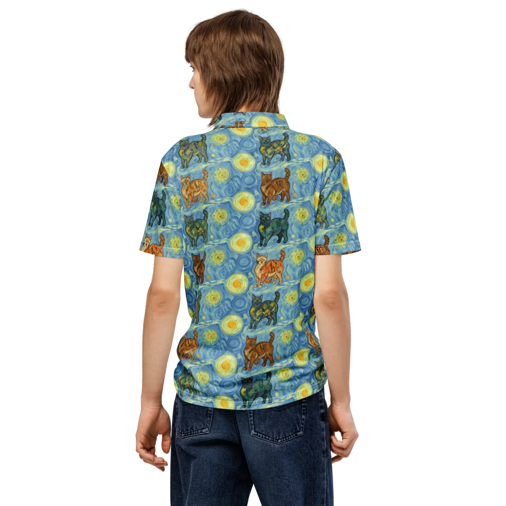 Starry Night Prowl on Men's Slim Fit Polo Shirt — Back