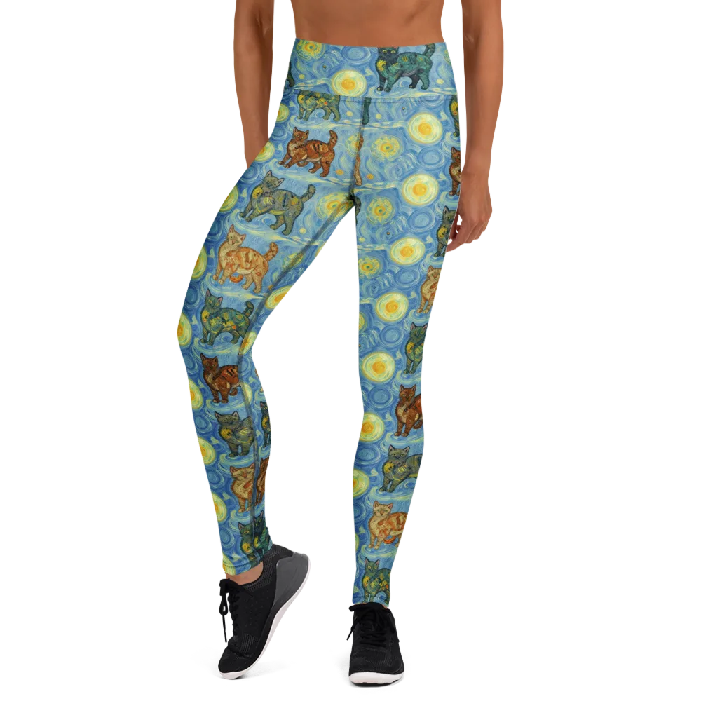 Starry Night Prowl on Yoga Leggings — Front