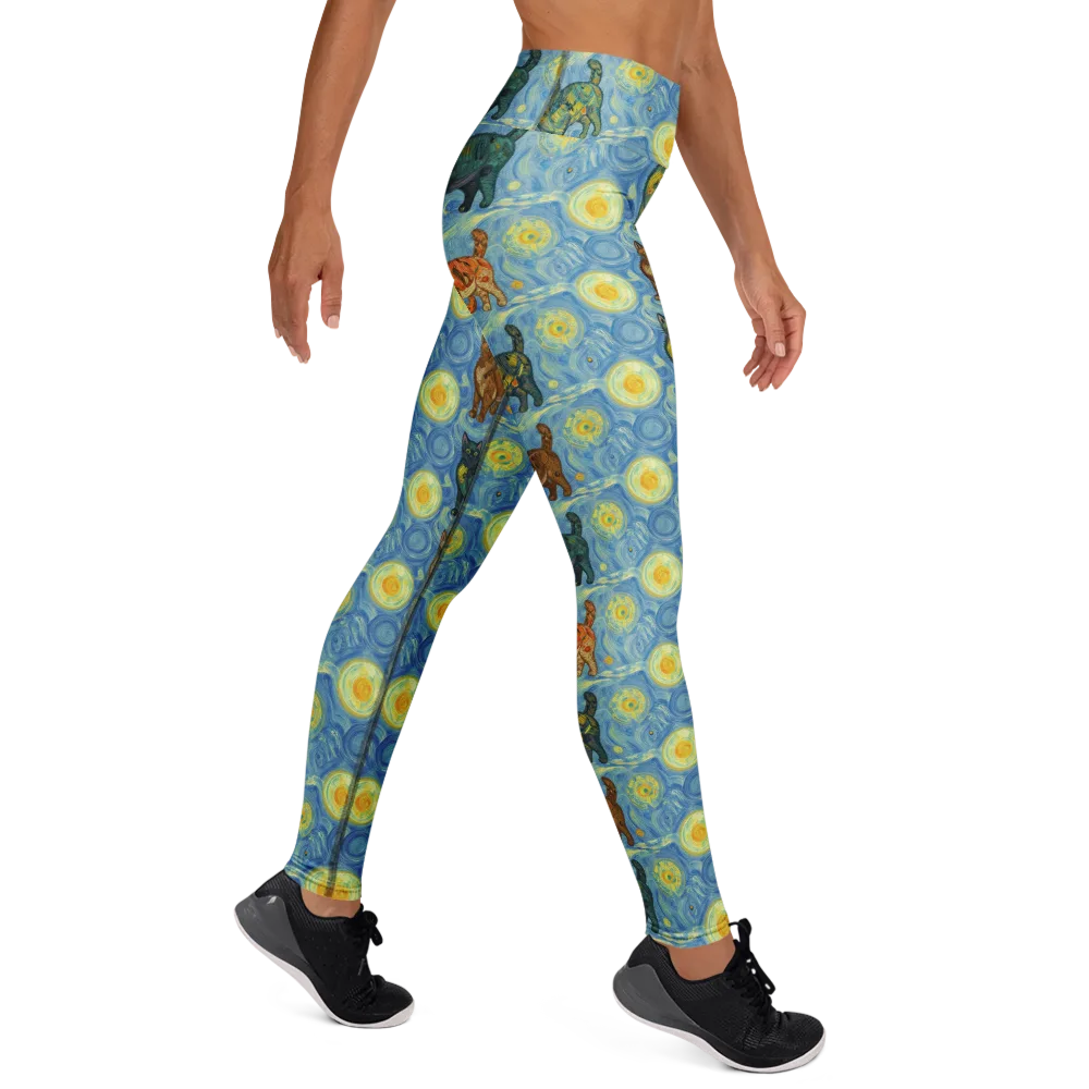 Starry Night Prowl on Yoga Leggings — Right