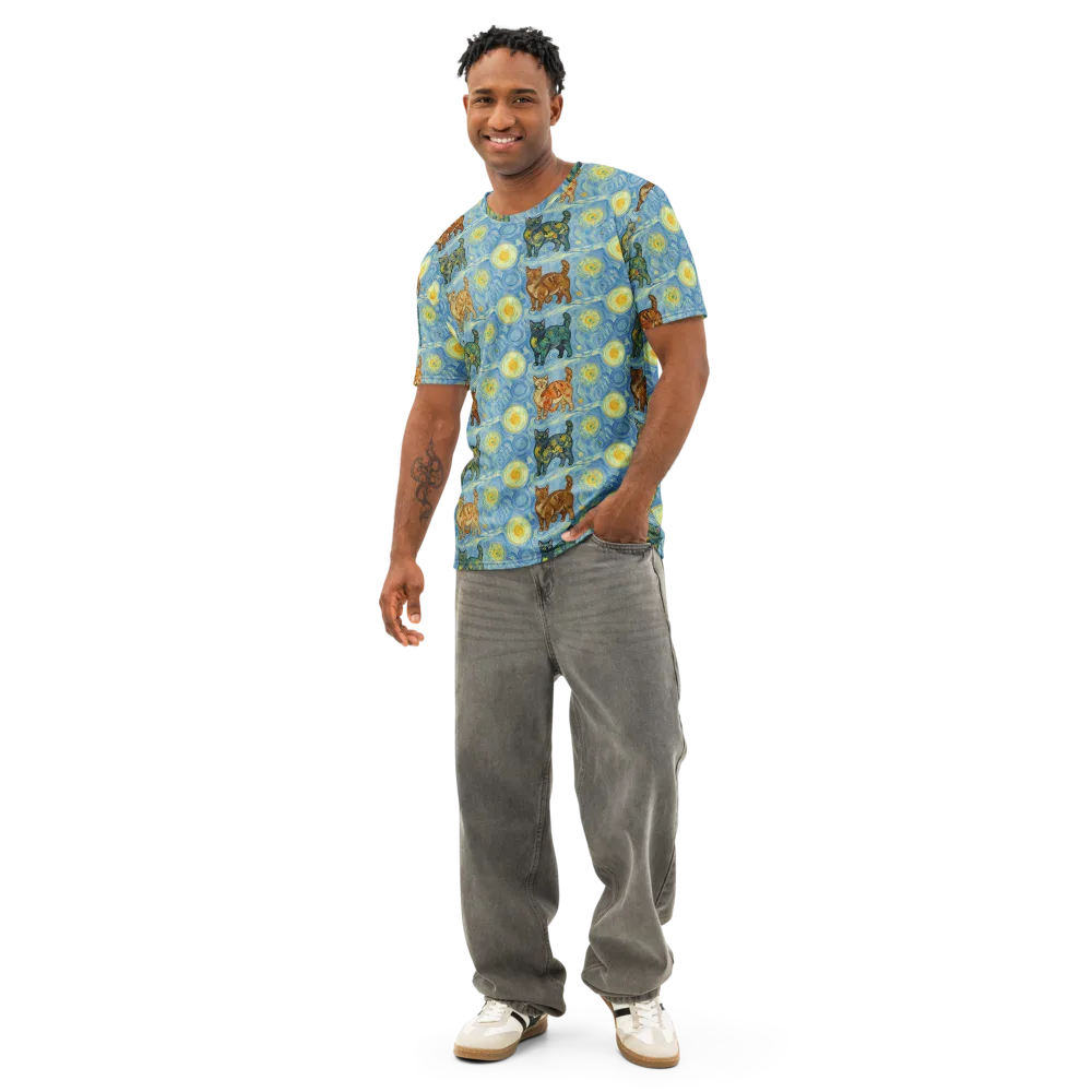 Starry Night Prowl on Men's Cotton Crew Neck T-Shirt — Front