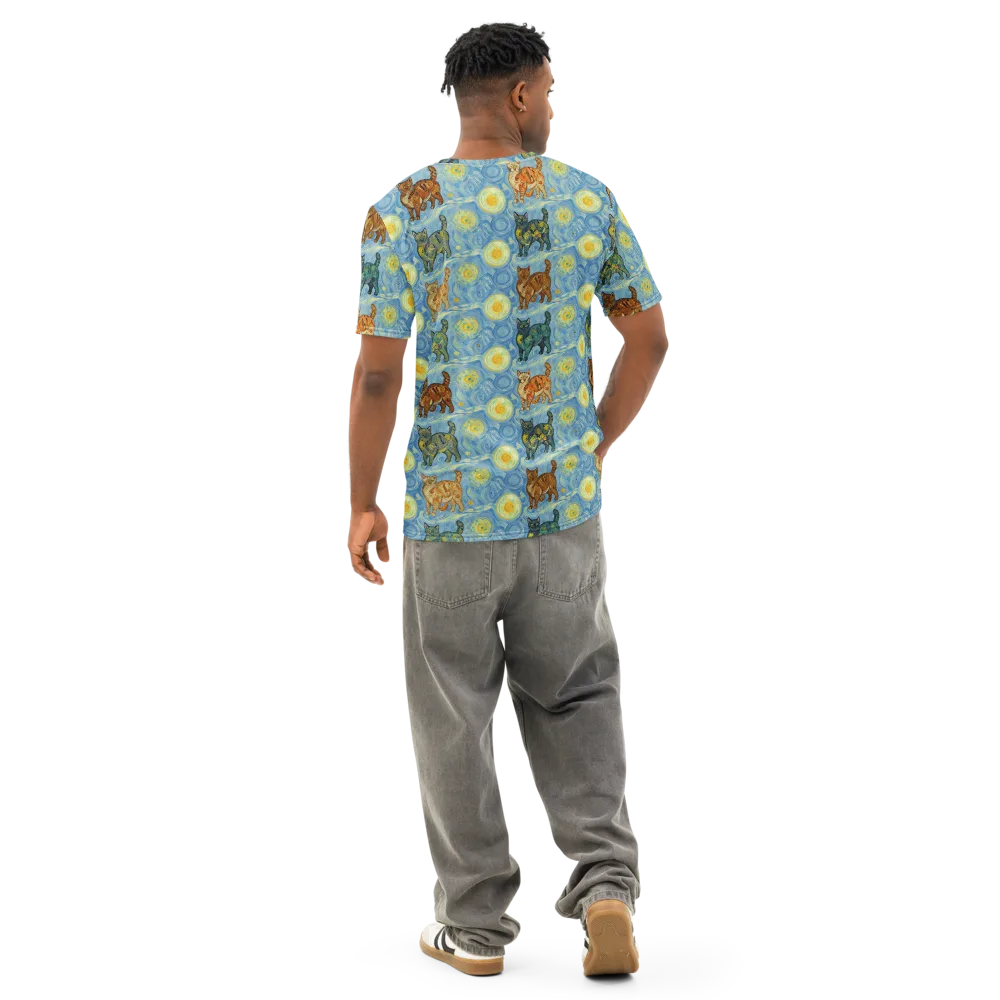 Starry Night Prowl on Men's Cotton Crew Neck T-Shirt — Back