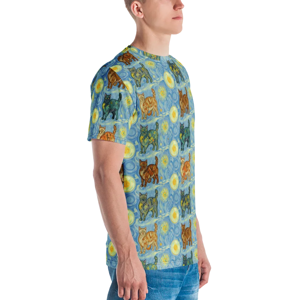 Starry Night Prowl on Men's Crew Neck T-Shirt — Right