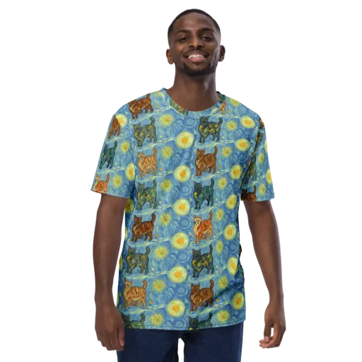 Starry Night Prowl on a Men's Crew Neck T-Shirt