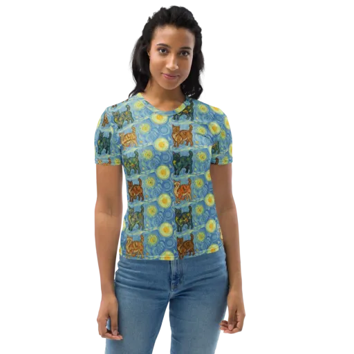 Starry Night Prowl on a Women's Crew Neck T-Shirt