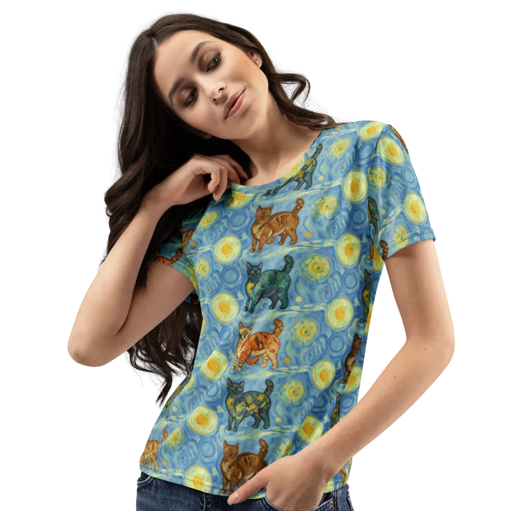Starry Night Prowl on Women's Crew Neck T-Shirt — Left Front