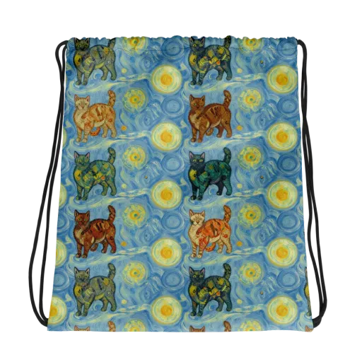 Starry Night Prowl on a Drawstring Bag