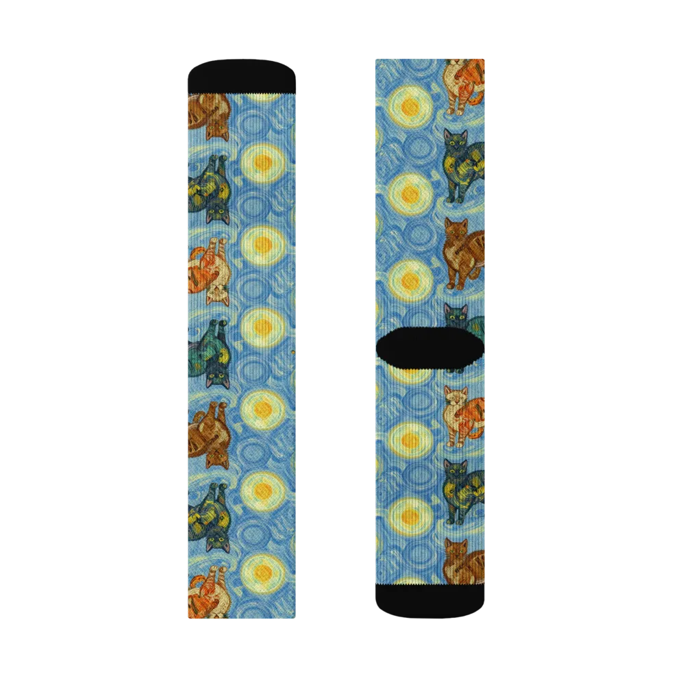 Starry Night Prowl on Socks — Left Sock