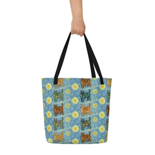 Starry Night Prowl on a Large Tote Bag W/ Pocket