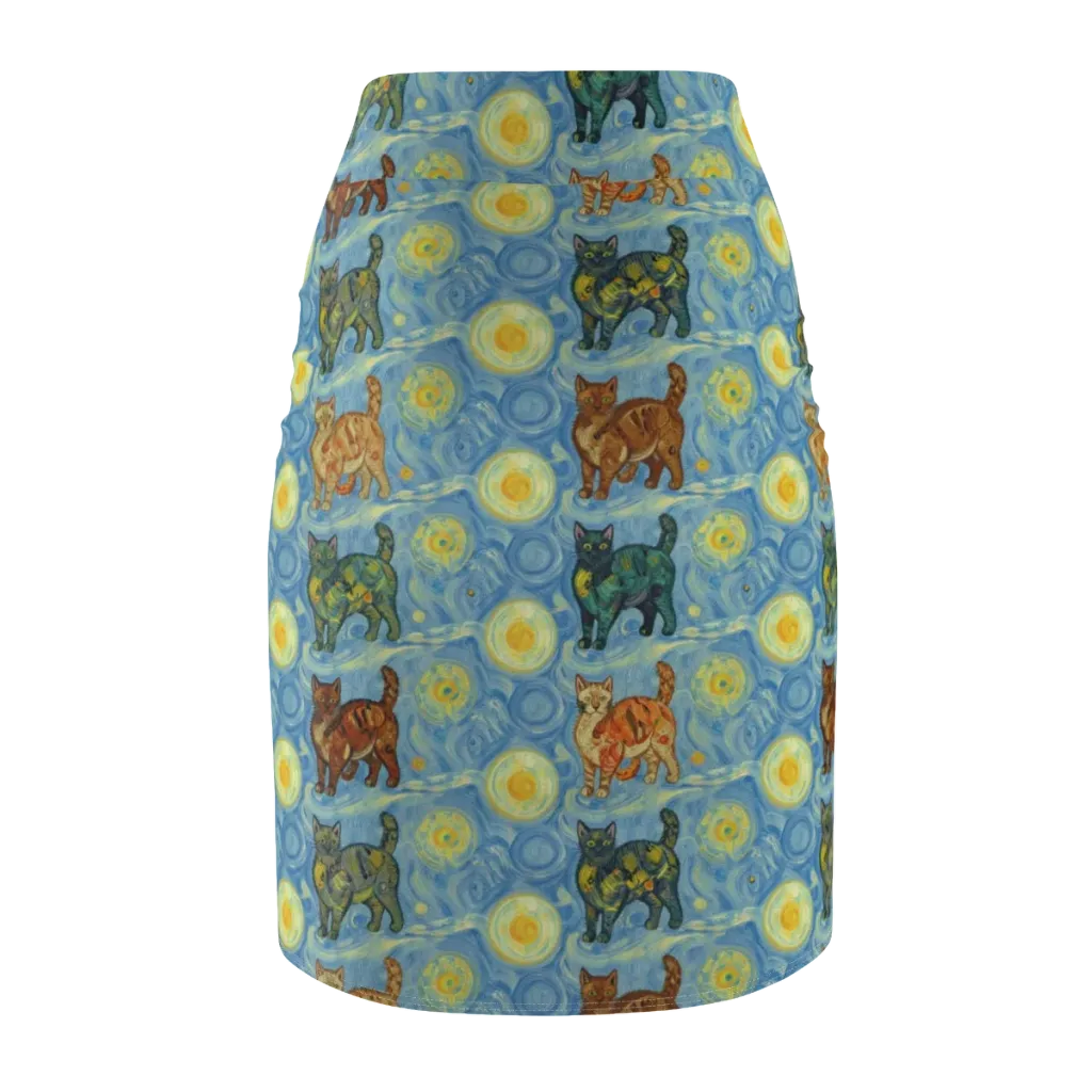 Starry Night Prowl on Pencil Skirt — Back