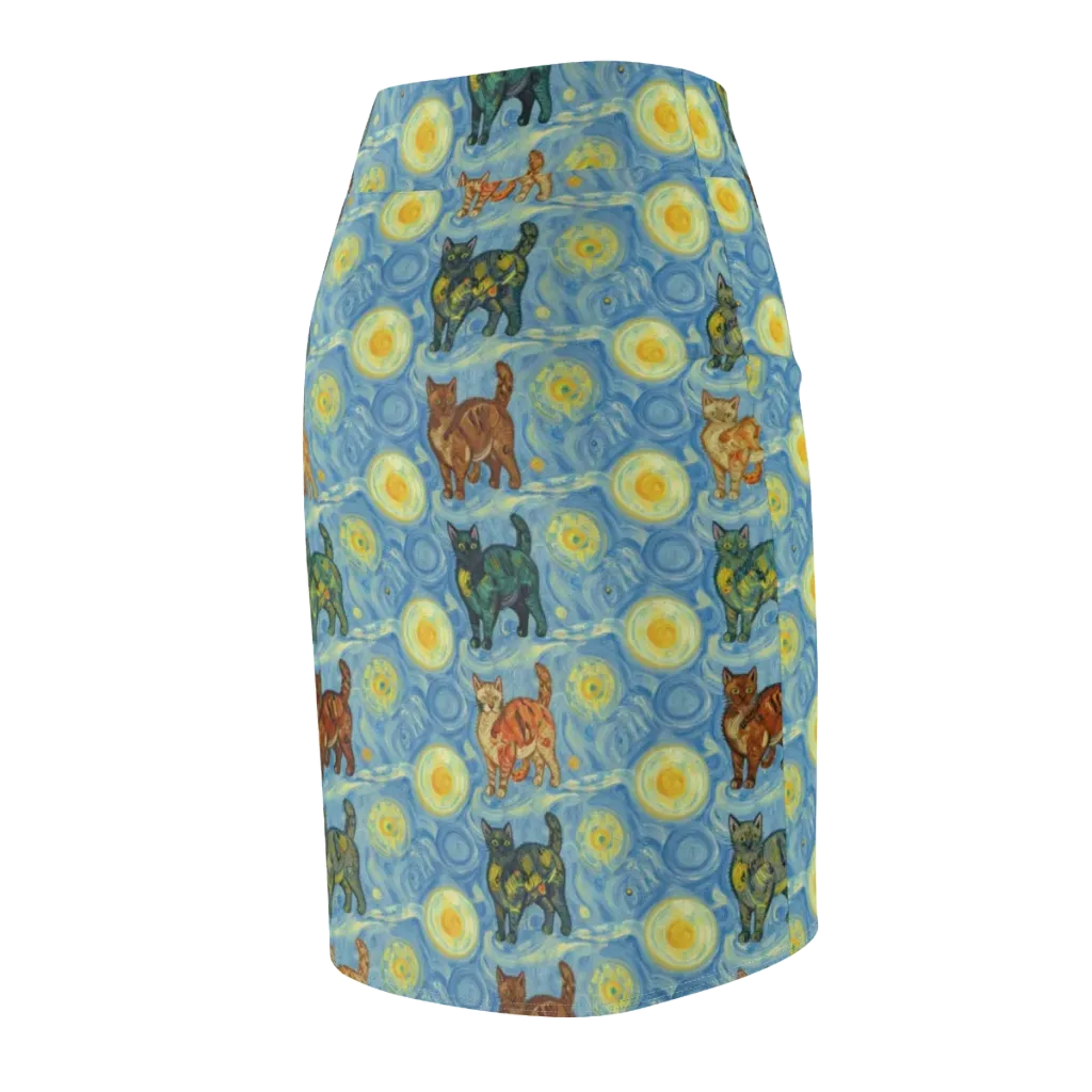 Starry Night Prowl on Pencil Skirt — Back Side