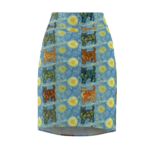 Starry Night Prowl on a Pencil Skirt