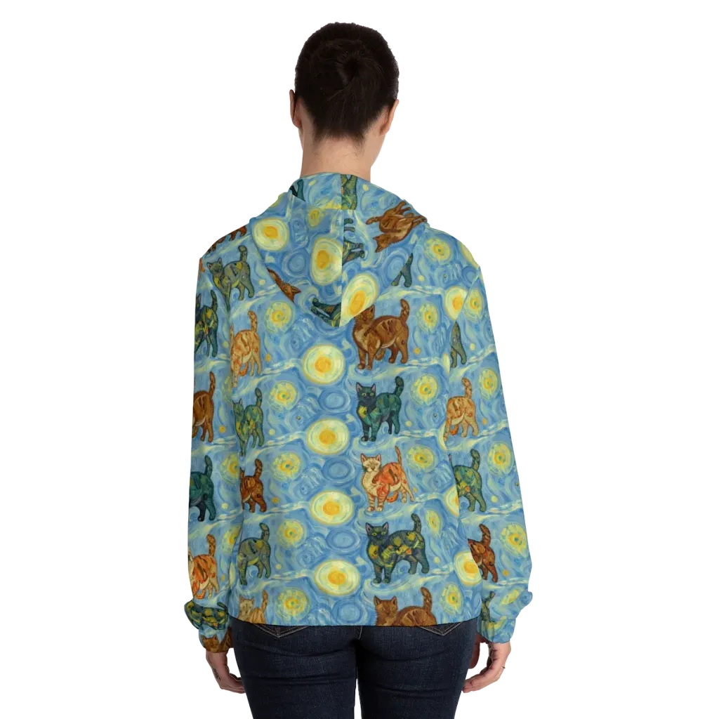 Starry Night Prowl on Women's Full-Zip Hoodie — Back On Person