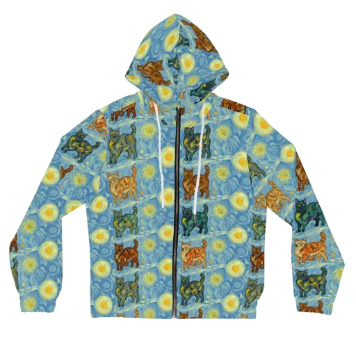 Starry Night Prowl on a Women's Full-Zip Hoodie