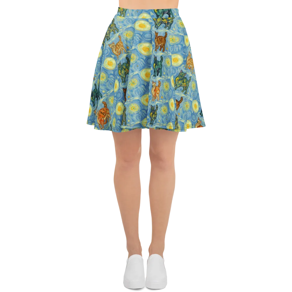 Starry Night Prowl on Skater Skirt — Front