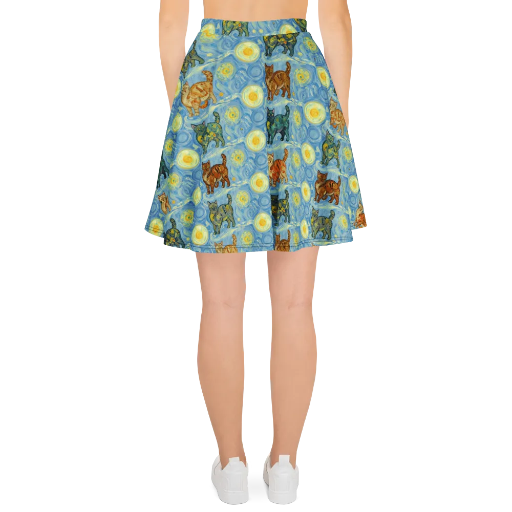 Starry Night Prowl on Skater Skirt — Back