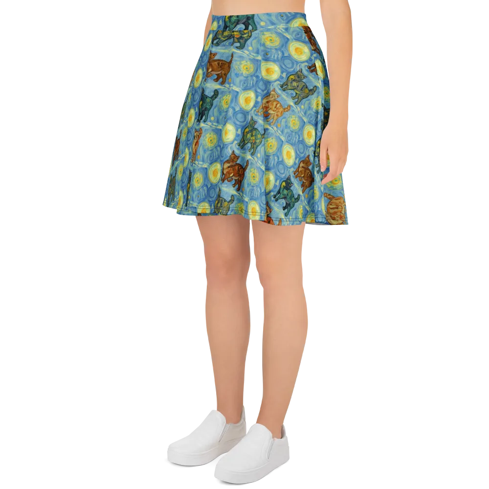 Starry Night Prowl on Skater Skirt — Left