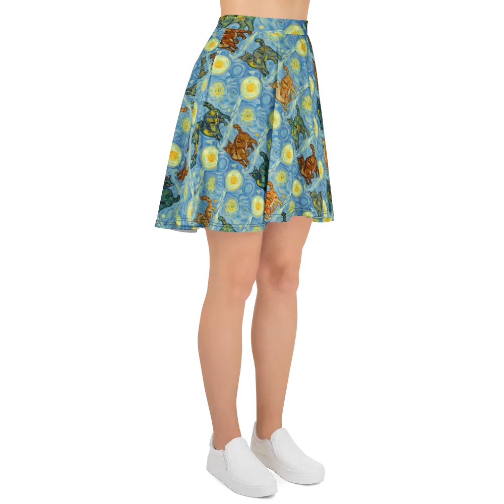 Starry Night Prowl on Skater Skirt — Right