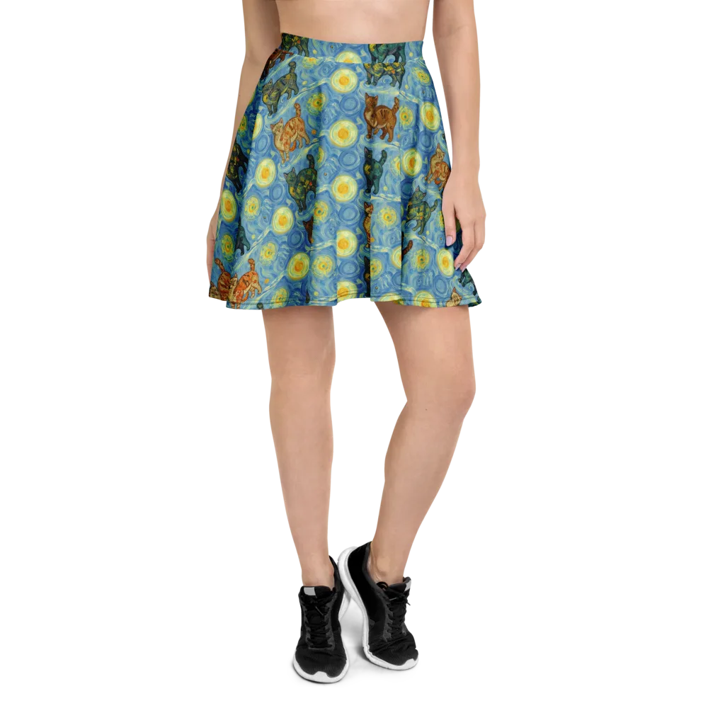 Starry Night Prowl on Skater Skirt — Front