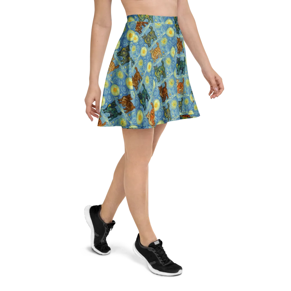 Starry Night Prowl on Skater Skirt — Right