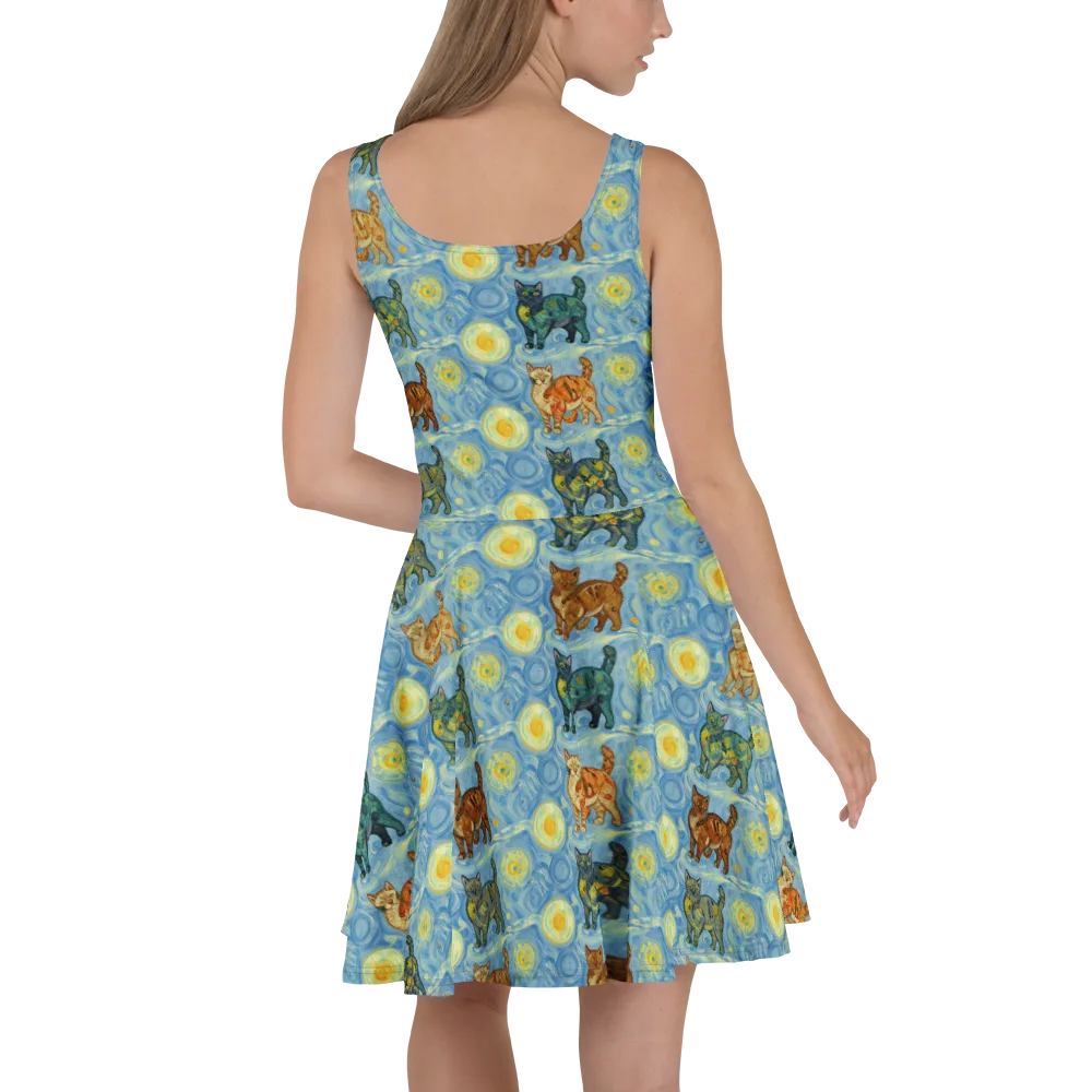 Starry Night Prowl on Skater Dress — Back
