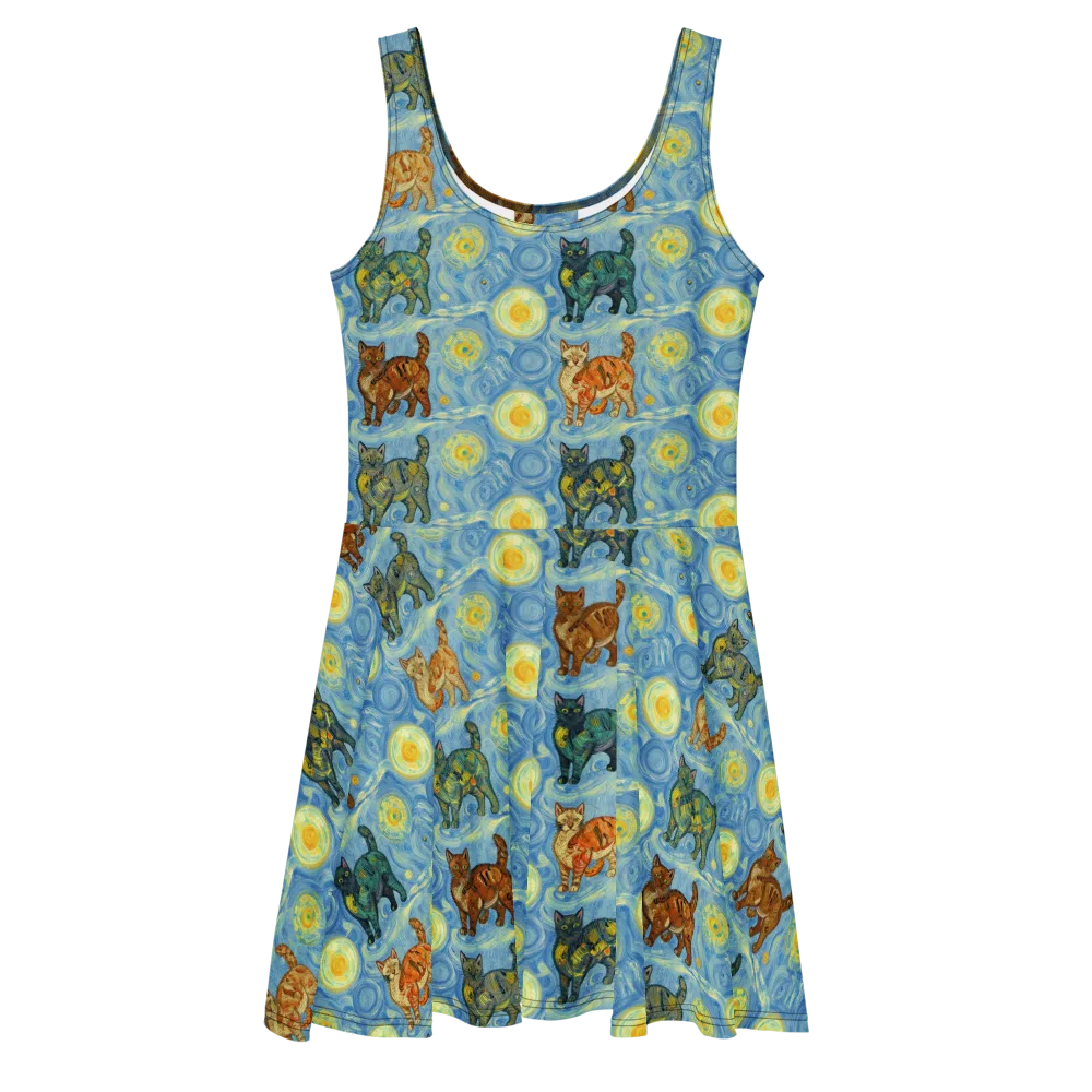 Starry Night Prowl on Skater Dress — Front