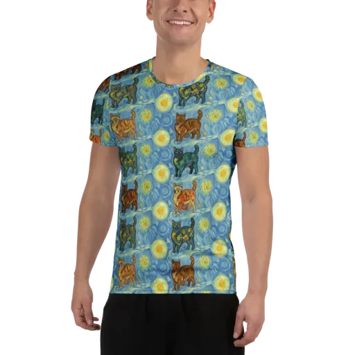 Starry Night Prowl on a Men's Athletic T-Shirt