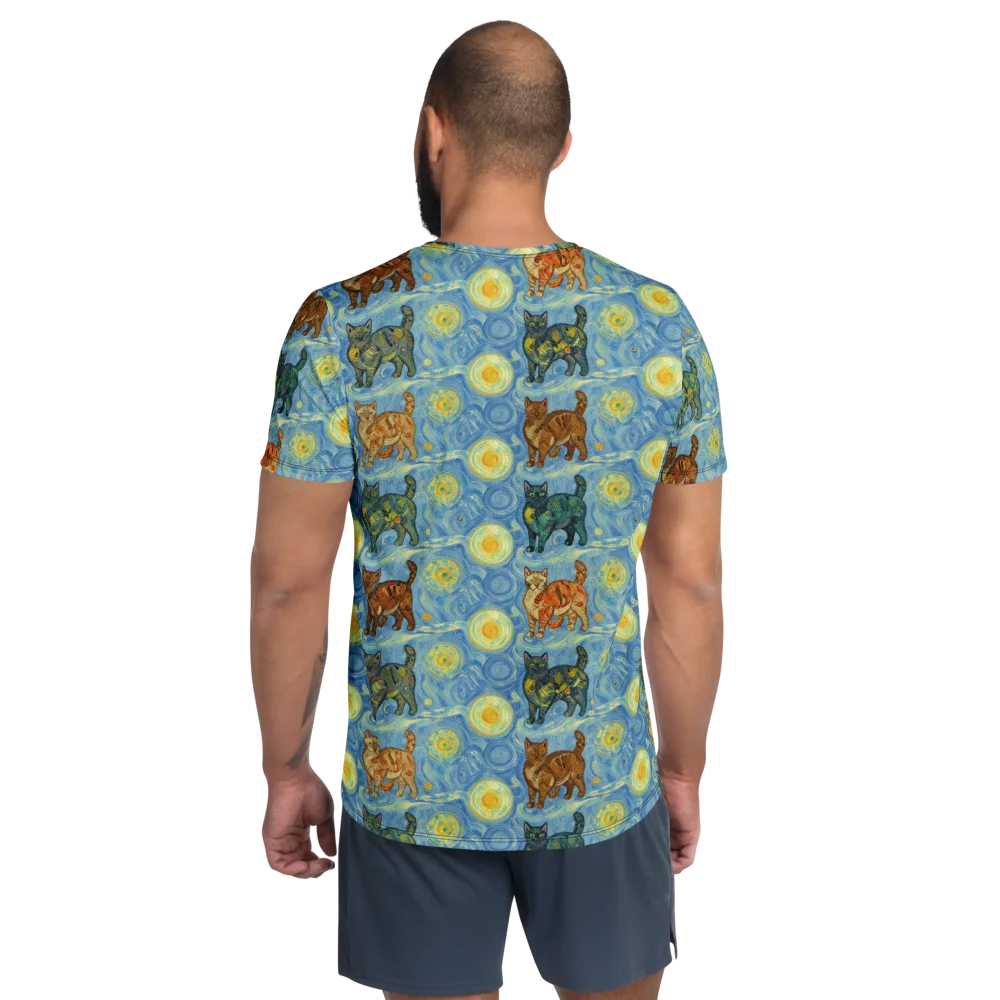 Starry Night Prowl on Men's Athletic T-Shirt — Back