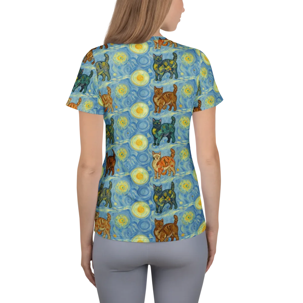 Starry Night Prowl on Women's Athletic T-Shirt — Back