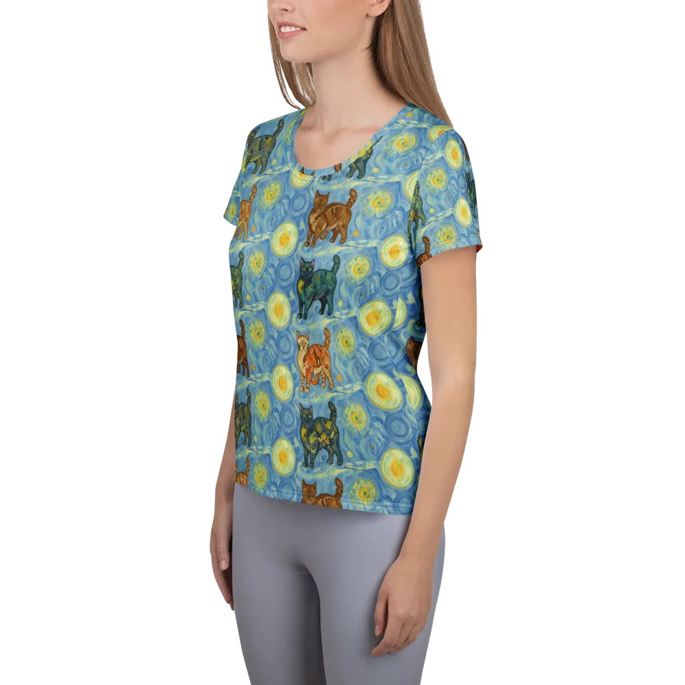 Starry Night Prowl on Women's Athletic T-Shirt — Left