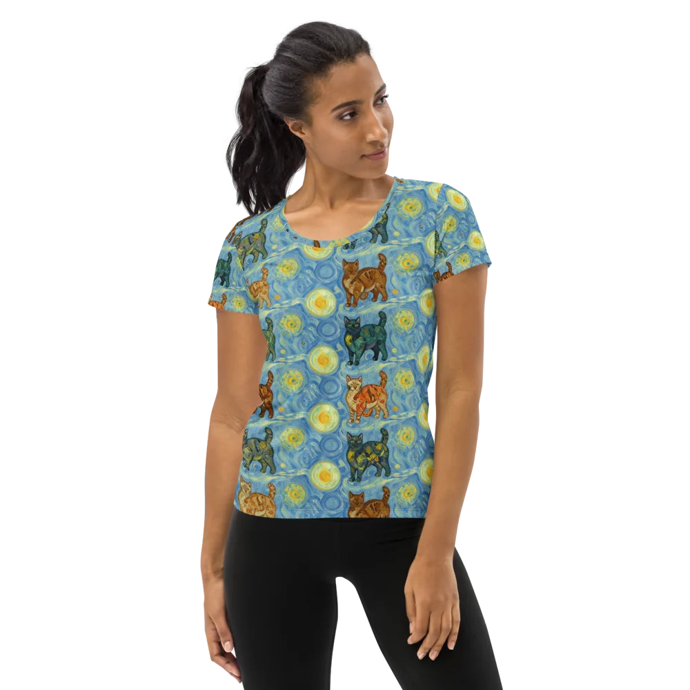 Starry Night Prowl on Women's Athletic T-Shirt — Front