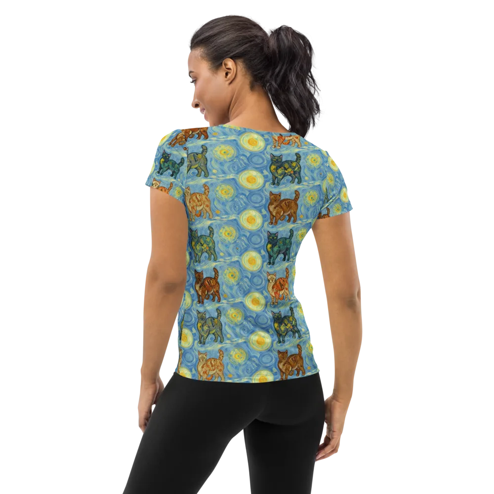 Starry Night Prowl on Women's Athletic T-Shirt — Back