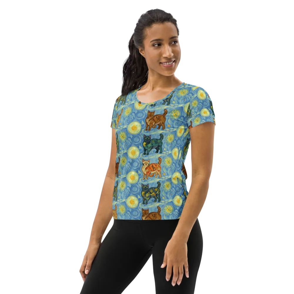 Starry Night Prowl on Women's Athletic T-Shirt — Left