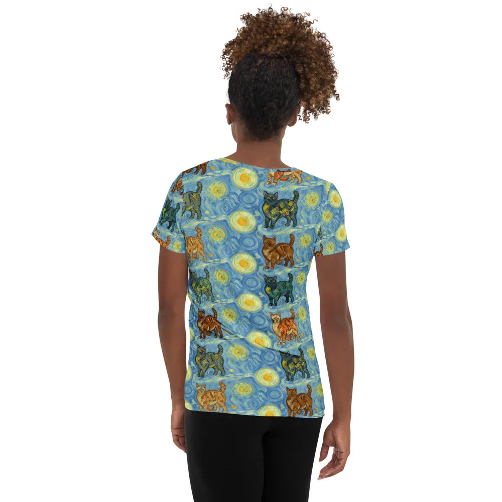 Starry Night Prowl on Women's Athletic T-Shirt — Back