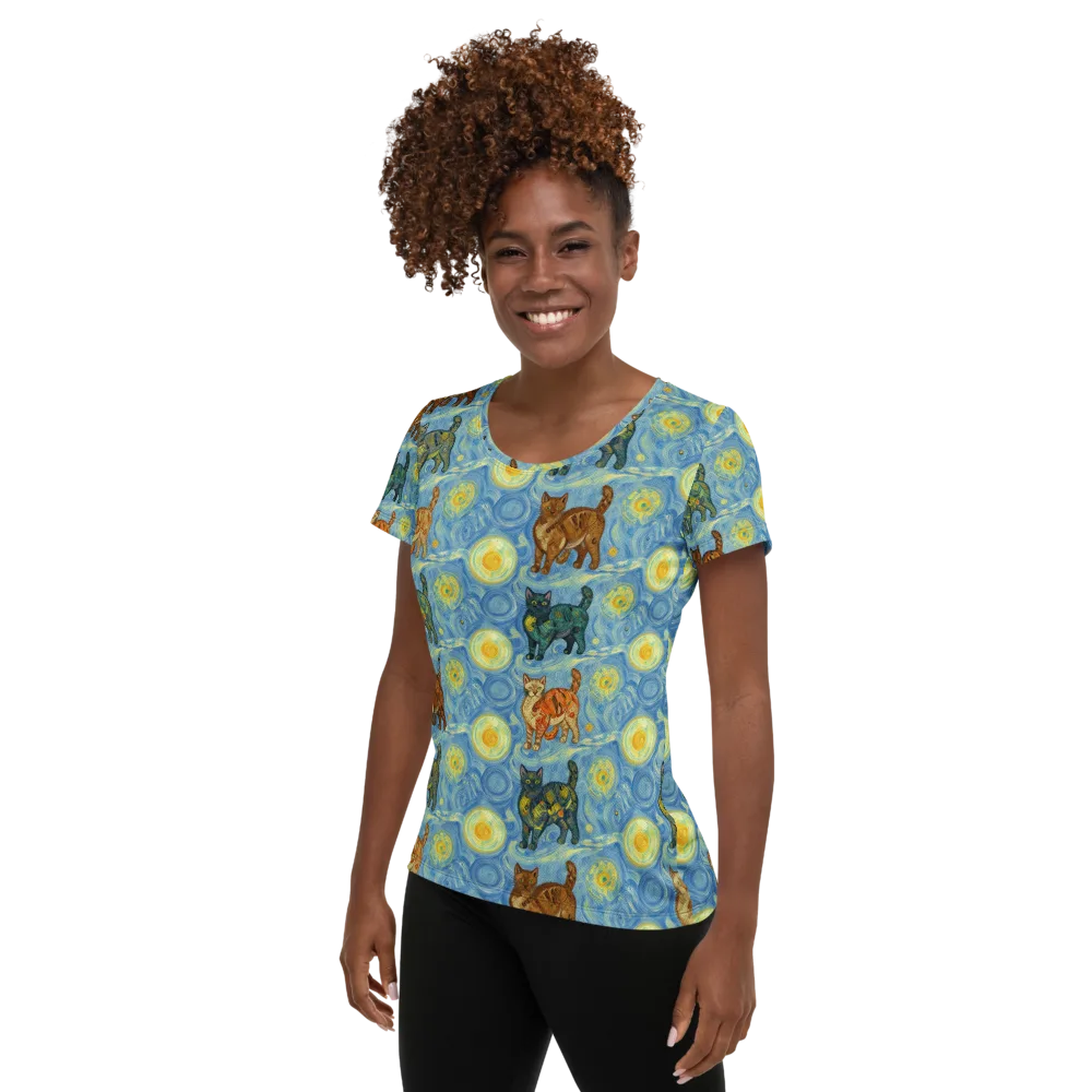 Starry Night Prowl on Women's Athletic T-Shirt — Left